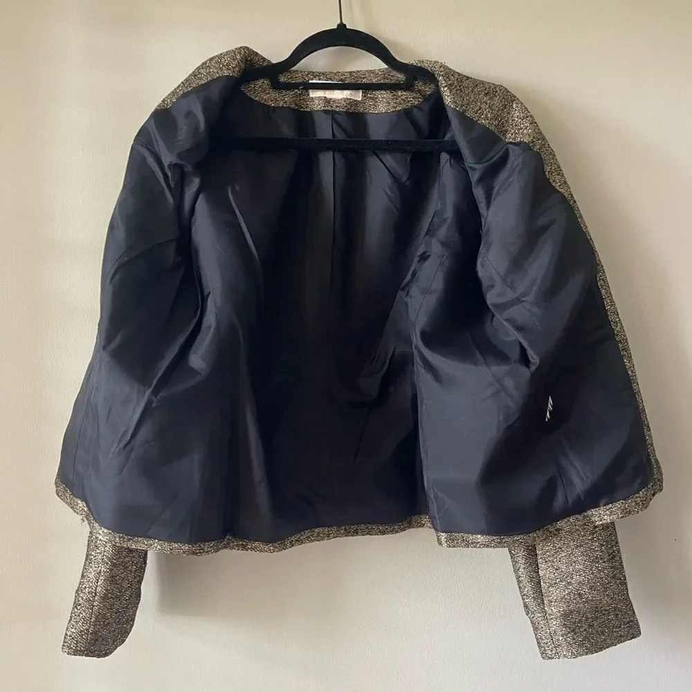 Michael Michael Kors Tweed Pattern Silk Blend Evening Jacket Size 8